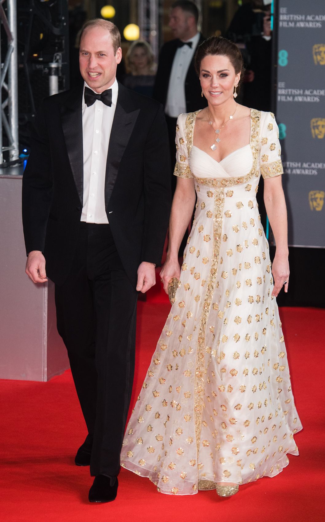 Kate Middleton's 2019 BAFTAs Look: White Gown, Glittery Silver Pumps