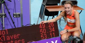 femke bol celebrates her new world indoor 400m record, 19th february 2023