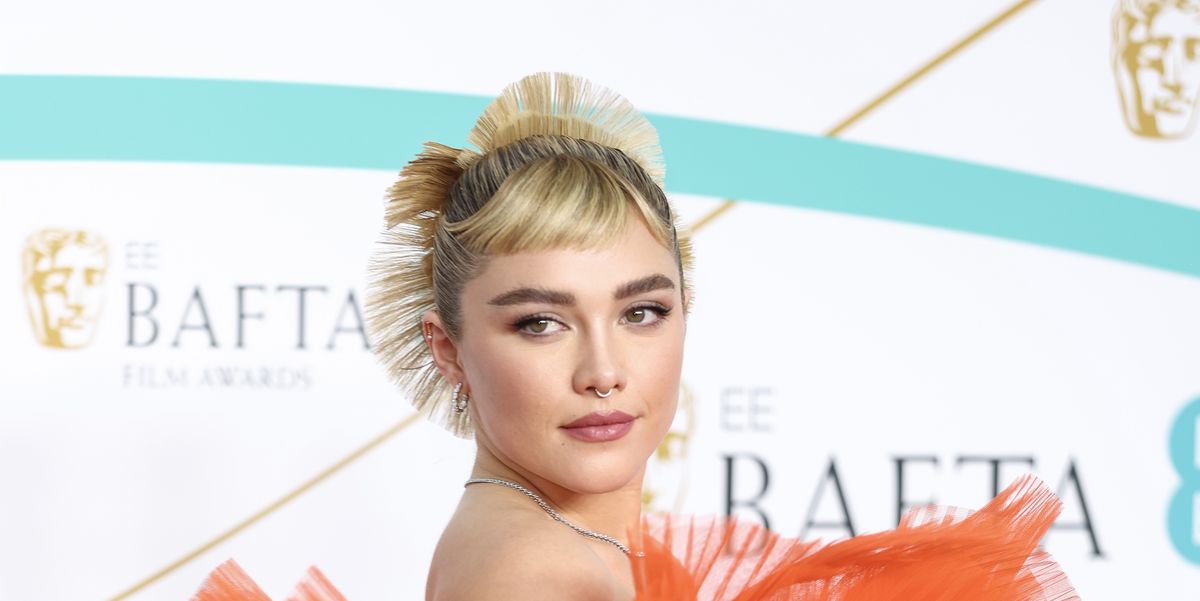 london, england february 19 florence pugh attends the ee bafta film awards 2023 at the royal festival hall on february 19, 2023 in london, england photo by mike marslandwireimage