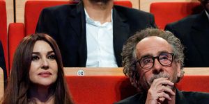 lyon, france october 21 tim burton and monica bellucci attend the lumiere award ceremony during the 14th film festival lumiere on october 21, 2022 in lyon, france photo by sylvain lefevregetty images