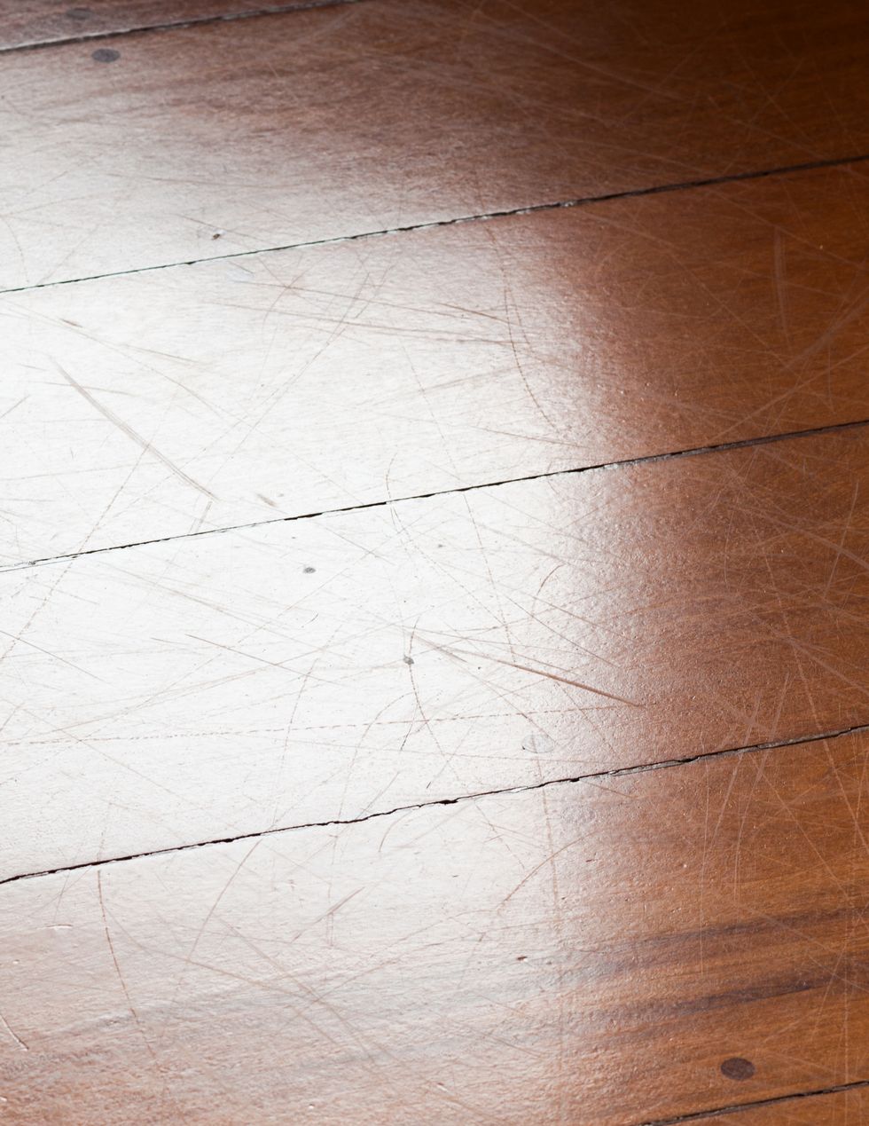 hardwood floor detail showing a lot of scratches