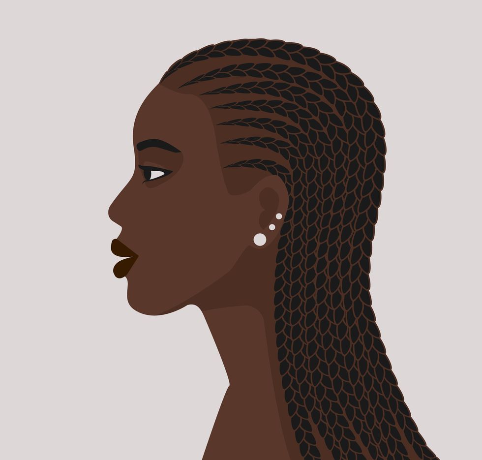 black girl with african braiding hairstyle vector illustration