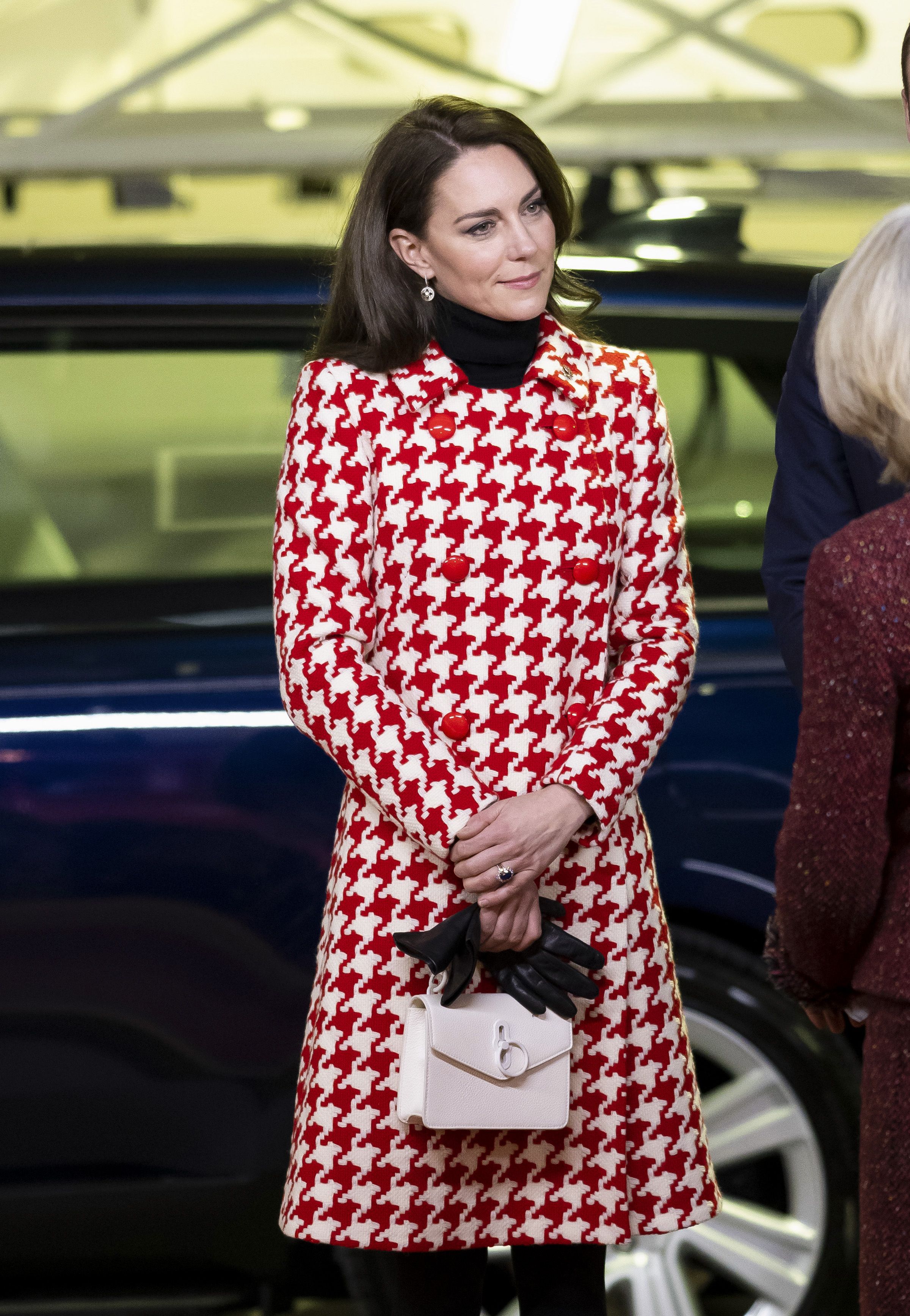 See Princess Kate Rewear Her Red Houndstooth Coat Dress to a Rugby