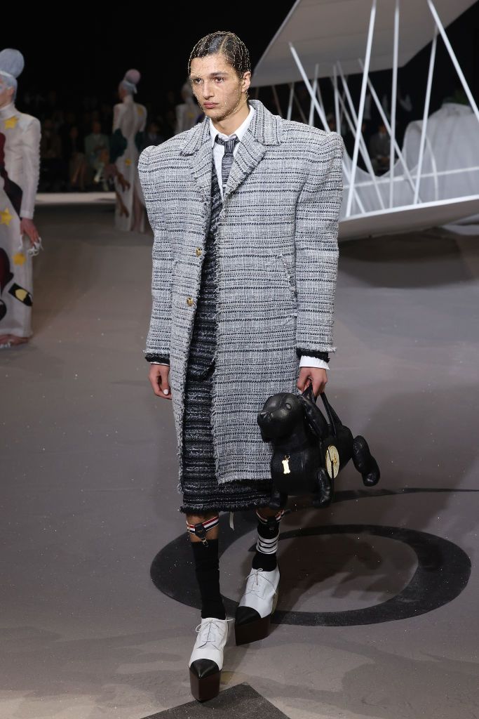 new york, new york february 14 a model walks the runway during the fall 2023 thom browne womens and mens new york fashion week show on february 14, 2023 at the shed in new york city photo by taylor hillwireimage