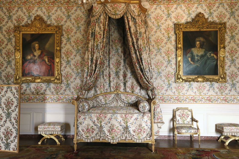 to go with afp story by pascale mollard chenebenoit   a picture taken on april 29, 2013 shows the bedroom of madame adelaïde at the chateau de versailles this room is part of the newly restored and refurnished apartments of mesdames, as louis xv's daughters were called, which reopened on april 25, 2013 afp photokenzo tribouillard        photo credit should read kenzo tribouillardafp via getty images