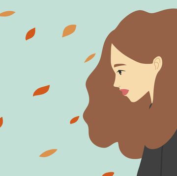 profile of a woman with a depressed look vector flat illustration