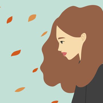 profile of a woman with a depressed look vector flat illustration