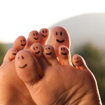 Happy Feet smiling toes with sky and trees