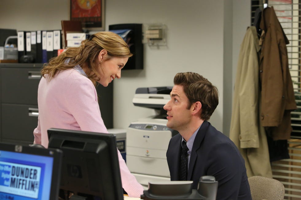 the office livin the dream episode 921 pictured l r jenna fischer as pam beesly halpert, john krasinski as jim halpert photo by danny feldnbcu photo banknbcuniversal via getty images via getty images