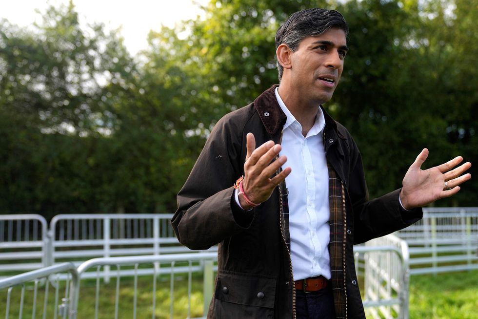 britains prime minister rishi sunak gestures as he speaks to apprentices during a visit to writtle university college near chelmsford on september 21, 2023 photo by alastair grant pool afp photo by alastair grantpoolafp via getty images