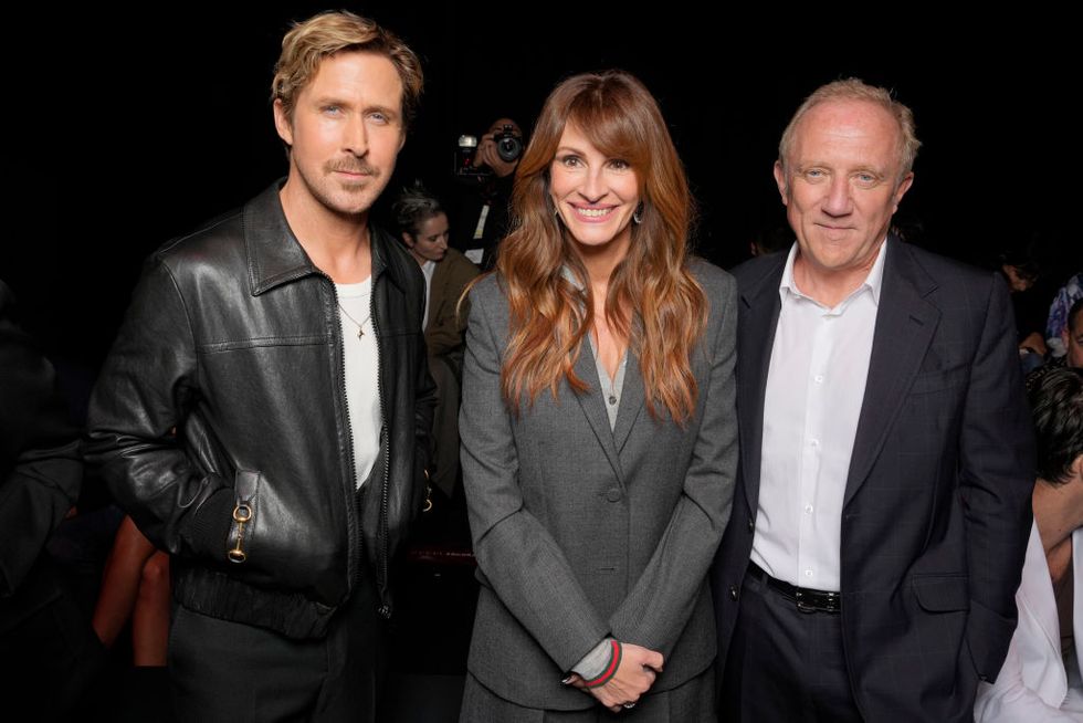 ryan gosling, julia roberts and francois henri pinault at the gucci spring 2024 ready to wear fashion show on september 22, 2023 in milan, italy photo by swan galletwwd via getty images