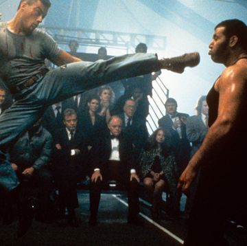 jean claude van damme kicks an opponent in a scene from the film kickboxer, 1991 photo by trimarkgetty images