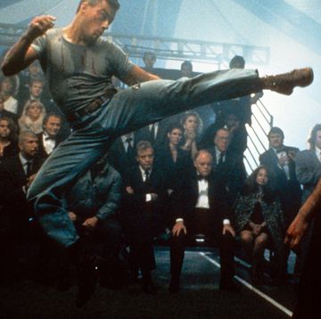 jean claude van damme kicks an opponent in a scene from the film kickboxer, 1991 photo by trimarkgetty images