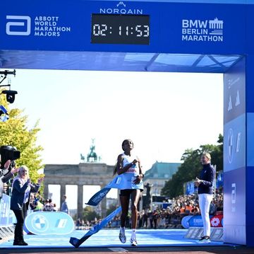 ethiopias tigist assefa smashes the womens marathon world record as she crosses the finish line to win the womens race of the berlin marathon on september 24, 2023 in berlin, germany photo by tobias schwarz afp photo by tobias schwarzafp via getty images