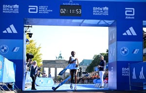 ethiopias tigist assefa smashes the womens marathon world record as she crosses the finish line to win the womens race of the berlin marathon on september 24, 2023 in berlin, germany photo by tobias schwarz afp photo by tobias schwarzafp via getty images