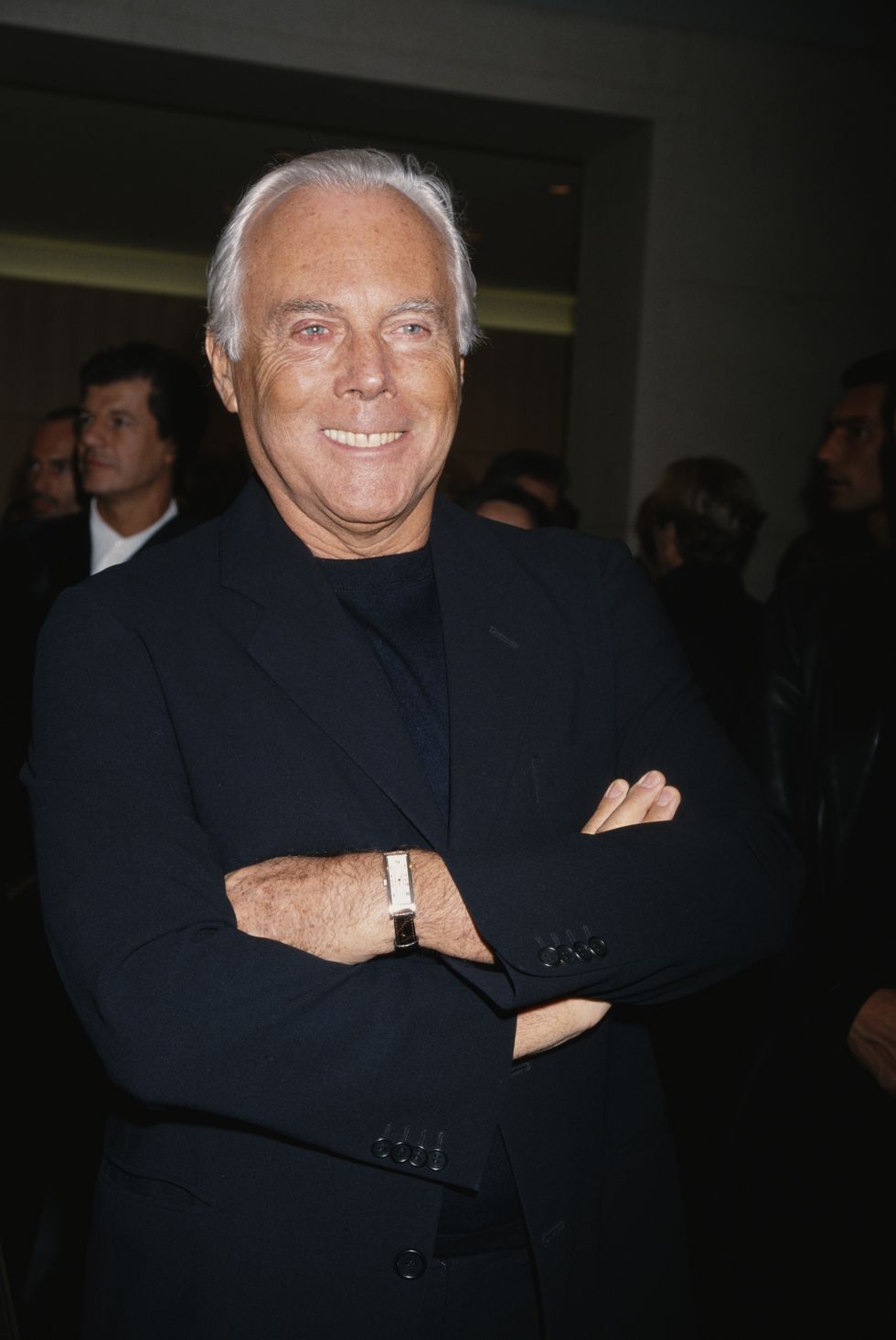 italian fashion designer giorgio armani at a party hosted by armani for sophia lorens recipes and memories book, 1999 photo by rose hartmangetty images