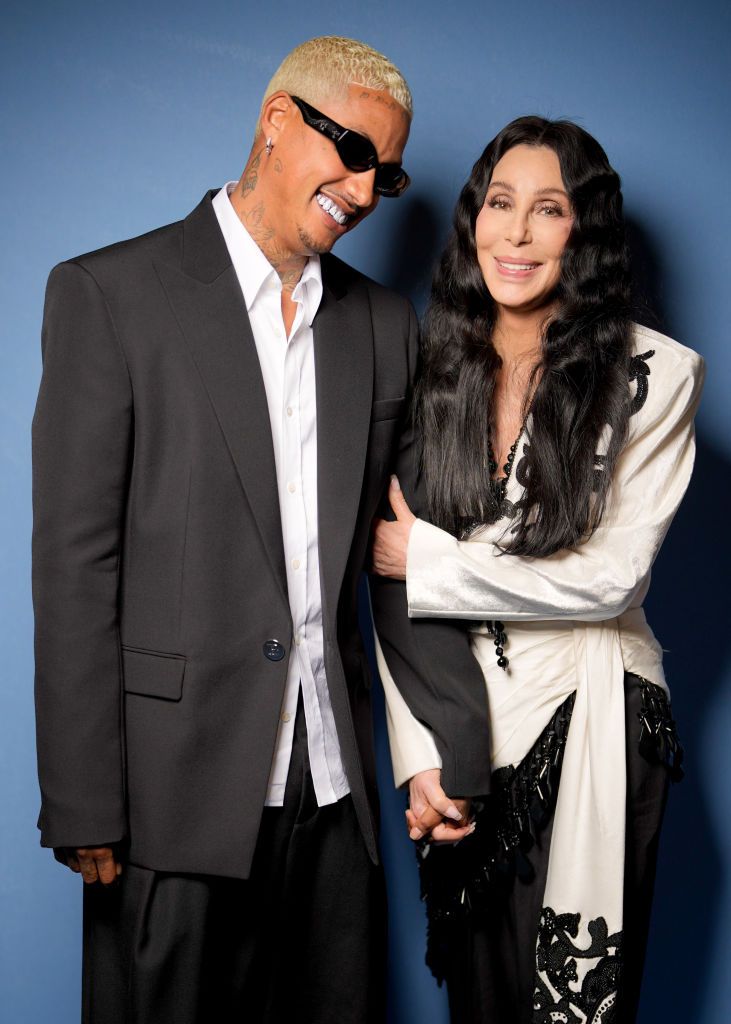 alexander ae edwards and cher at balmain ready to wear spring 2024 held at palais de chaillot on september 27, 2023 in paris, france photo by swan galletwwd via getty images