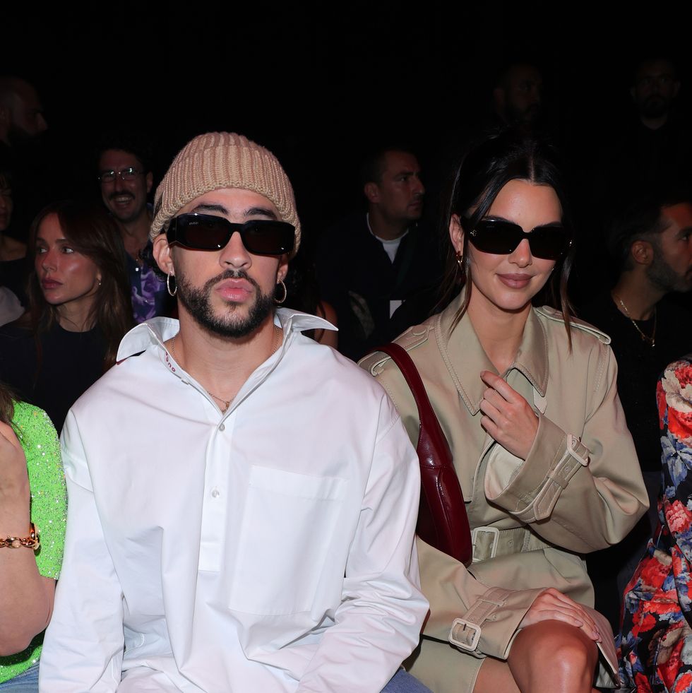 milan, italy september 22 bad bunny and kendall jenner are seen at gucci ancora during milan fashion week on september 22, 2023 in milan, italy photo by jacopo m raulegetty images for gucci