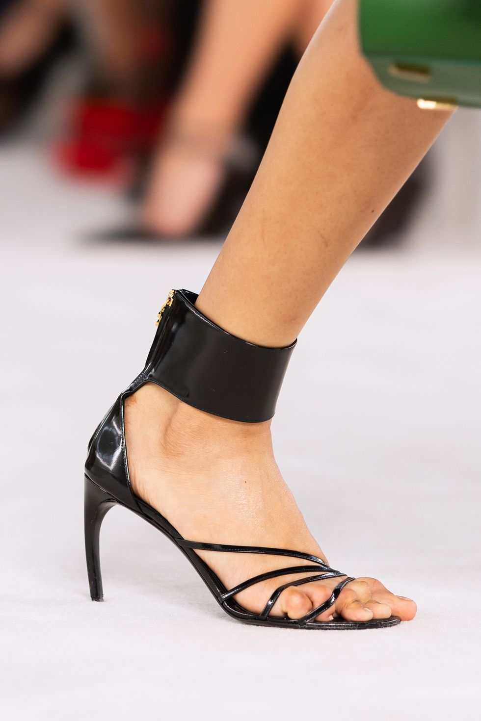 milan, italy september 23 a model, shoe detail, walks the runway at the ferragamo fashion show during the milan fashion week womenswear springsummer 2024 on september 23, 2023 in milan, italy photo by justin shingetty images