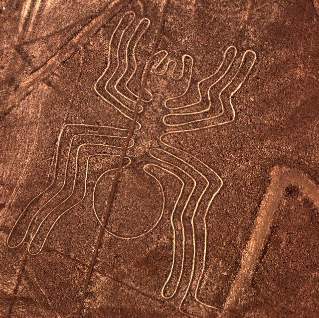 the spider geoglyph near nazca the figure is 46 meters long, and is one continuous line the geoglyphs are believed to have been created between 200bc and 700ad by the nazca people