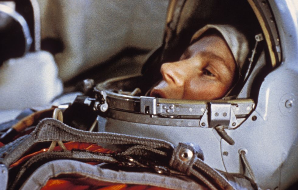 soviet cosmonaut valentina tereshkova, the first woman in space, prior to her flight aboard vostok 6, june 16, 1963 photo by sovfotouniversal images group via getty images