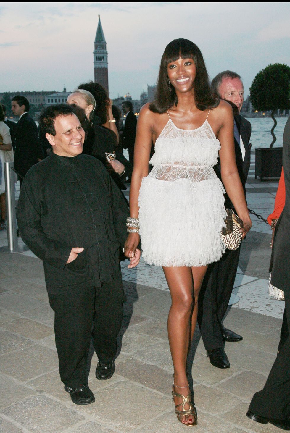 naomi campbell and azzedine alaia dinner given at the foundation giorgio cini isola di san giorgio for the exhibition sequence 1 painting and sculpture at the palazzo grassi during the biennale of venice 2007 photo by bertrand rindoff petroffgetty images