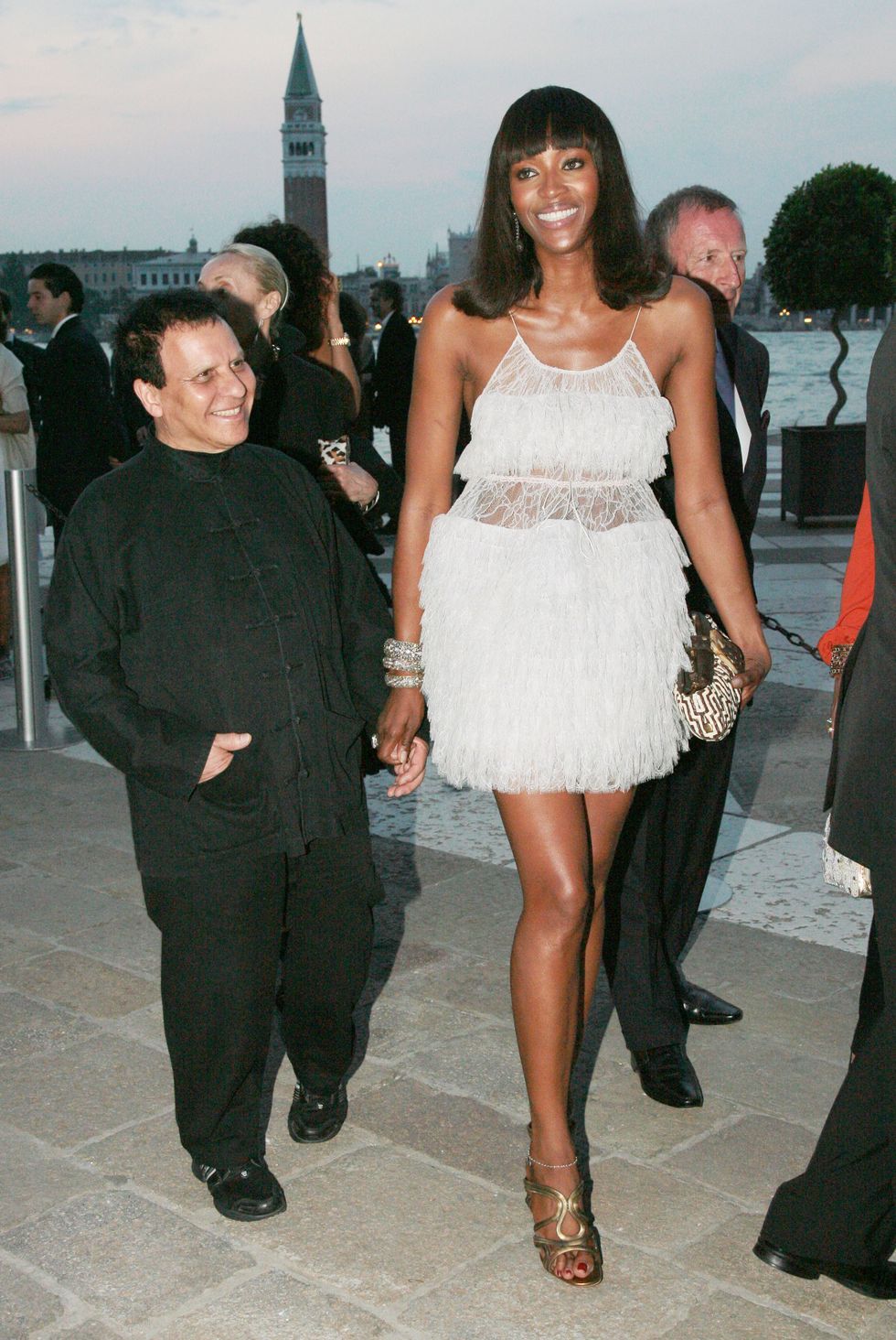 naomi campbell and azzedine alaia dinner given at the foundation giorgio cini isola di san giorgio for the exhibition sequence 1 painting and sculpture at the palazzo grassi during the biennale of venice 2007 photo by bertrand rindoff petroffgetty images