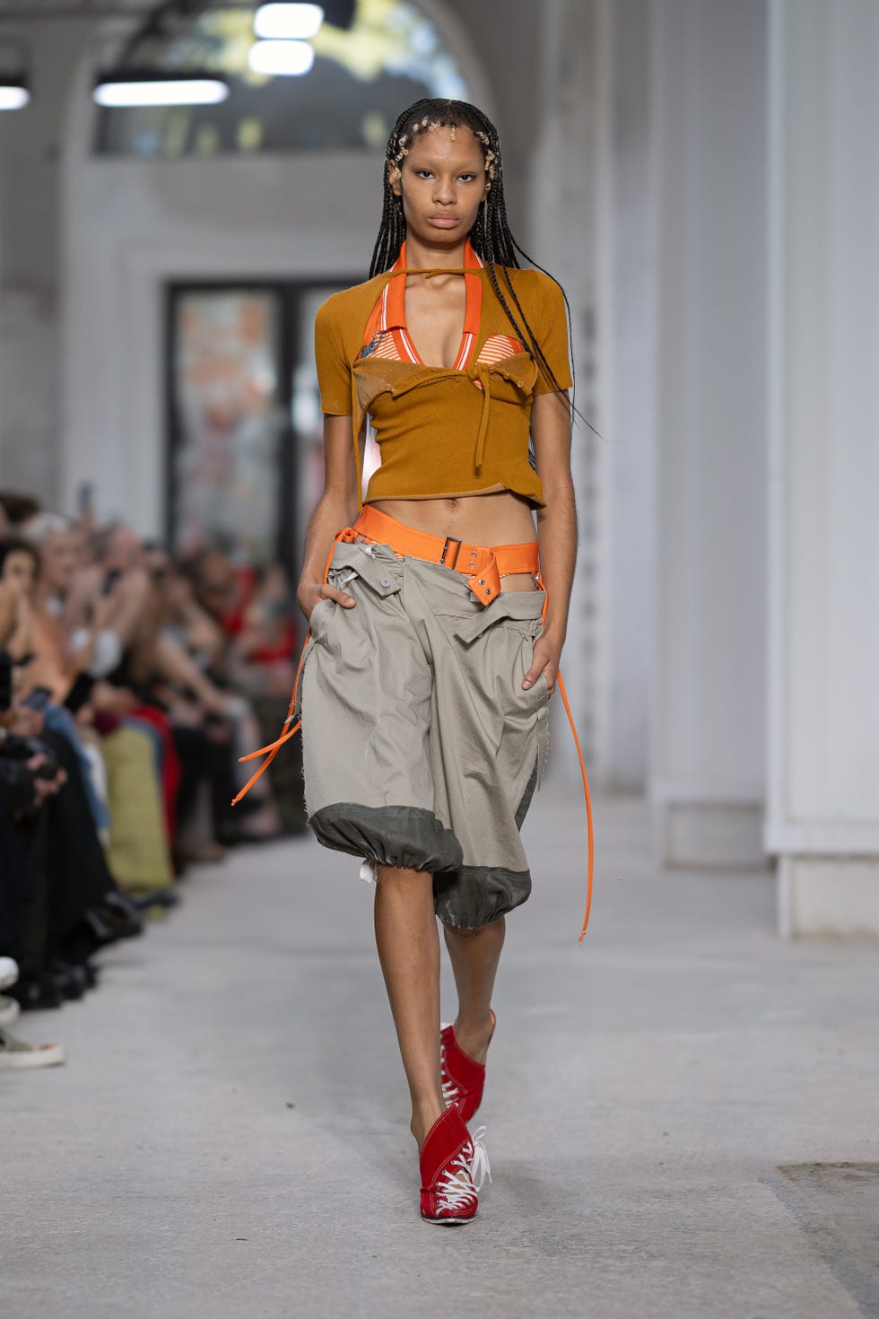 paris, france october 01 editorial use only for non editorial use please seek approval from fashion house a model walks the runway during the ottolinger womenswear springsummer 2024 show as part of paris fashion week on october 01, 2023 in paris, france photo by justin shingetty images