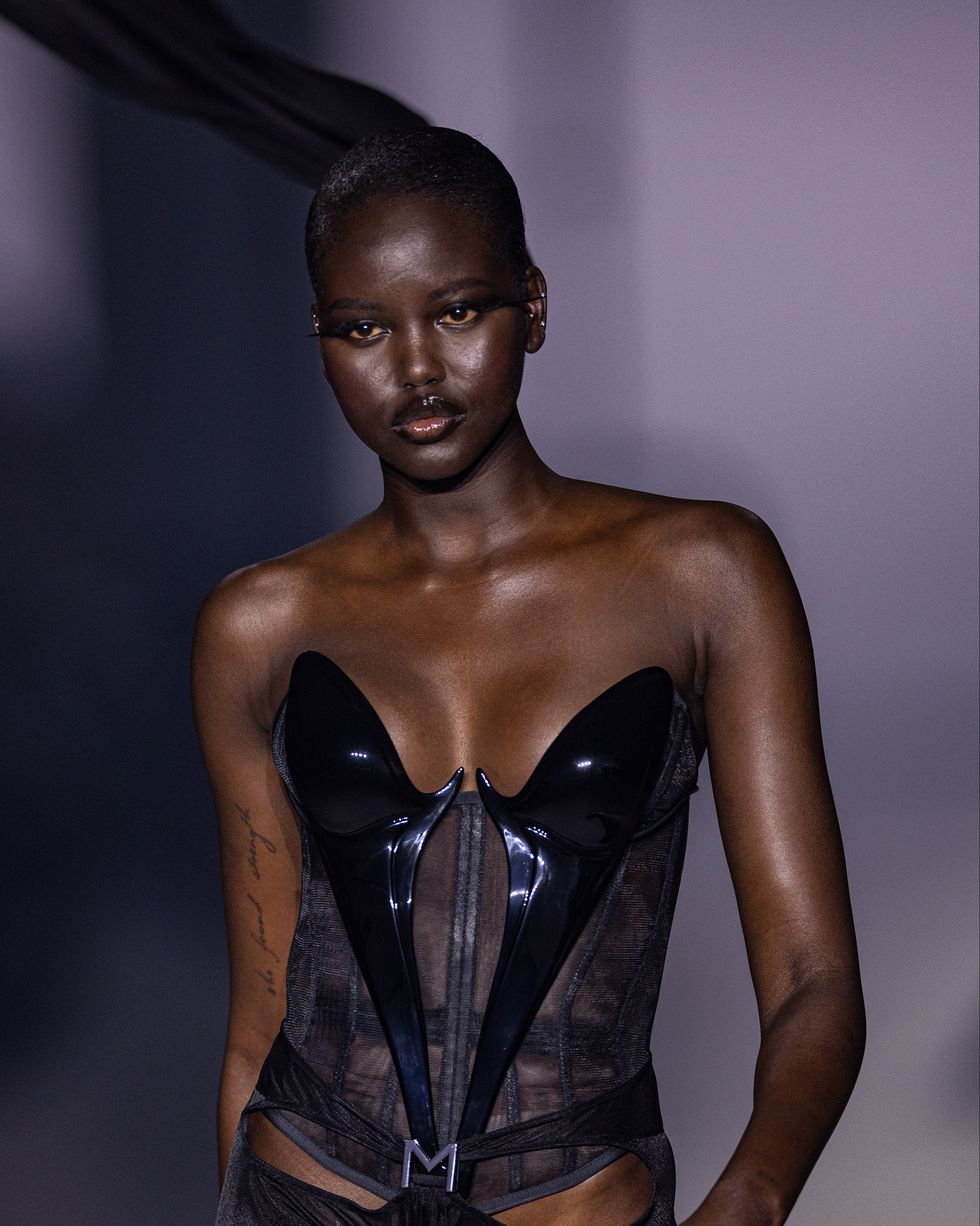 paris, france october 02 adut akech walks the runway during the mugler ready to wear springsummer 2024 fashion show as part of the paris fashion week on october 2, 2023 in paris, france photo by victor lochongamma rapho via getty images