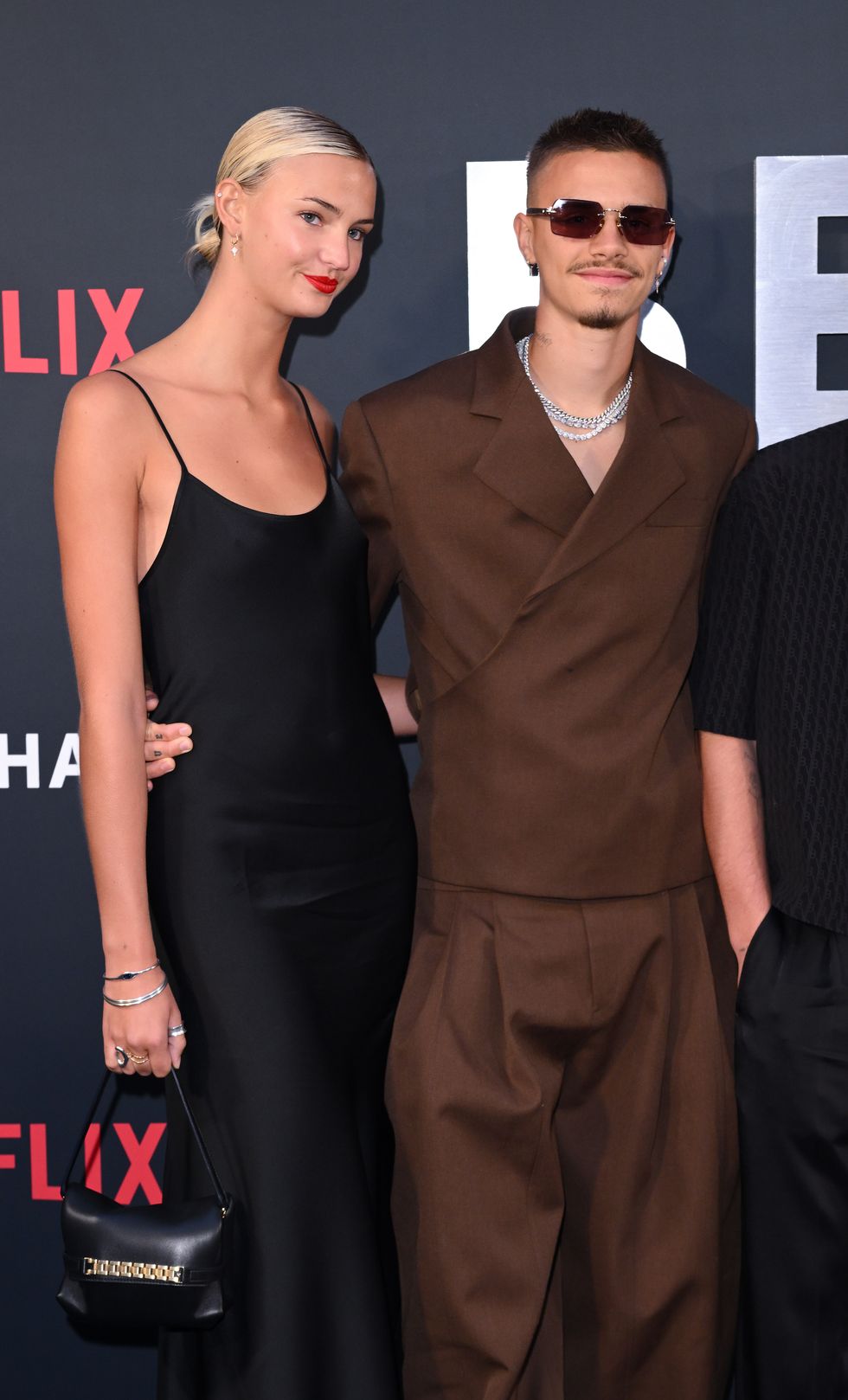 london, england october 03 mia regan and romeo beckham attend the netflix beckham uk premiere at the curzon mayfair on october 03, 2023 in london, england photo by karwai tangwireimage
