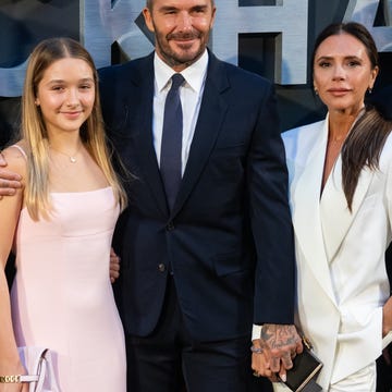 Netflix's 'Beckham' UK Premiere - Arrivals london, england october 03: (l r)harper beckham, david beckham and victoria beckham attend the netflix beckham uk premiere at the curzon mayfair on october 03, 2023 in london, england. (photo by samir hussein/wireimage)