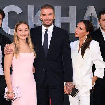 london, england october 03 l r harper beckham, david beckham and victoria beckham attend the netflix beckham uk premiere at the curzon mayfair on october 03, 2023 in london, england photo by karwai tangwireimage