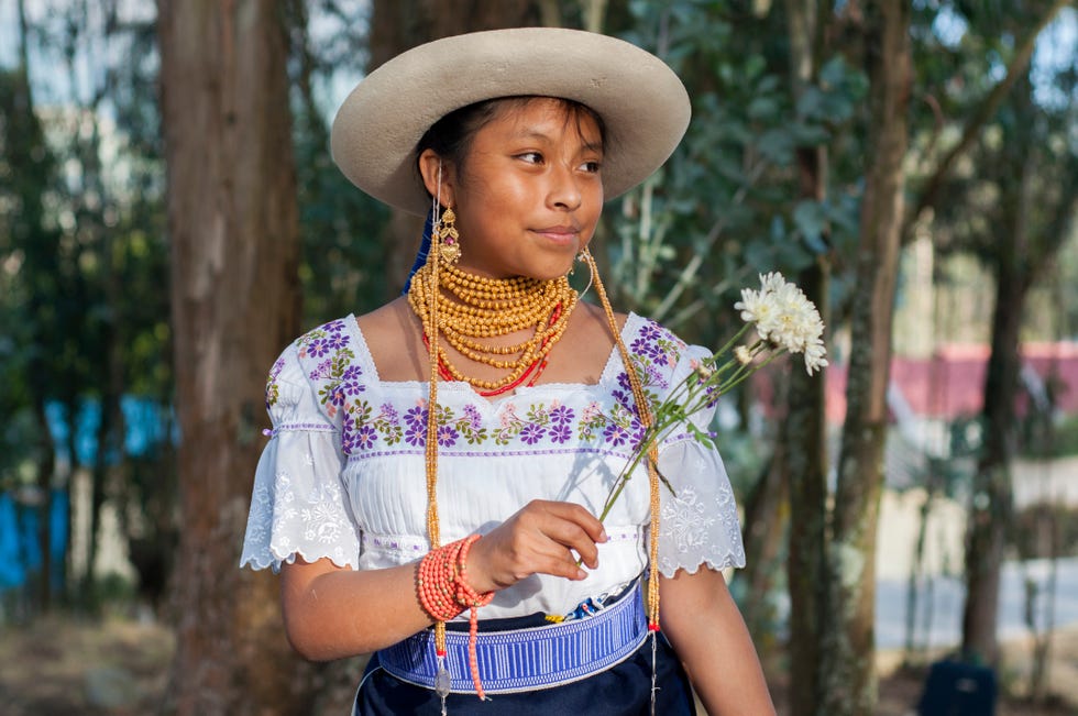 floral delight indigenous girl celebrating the day of the dead high quality photo