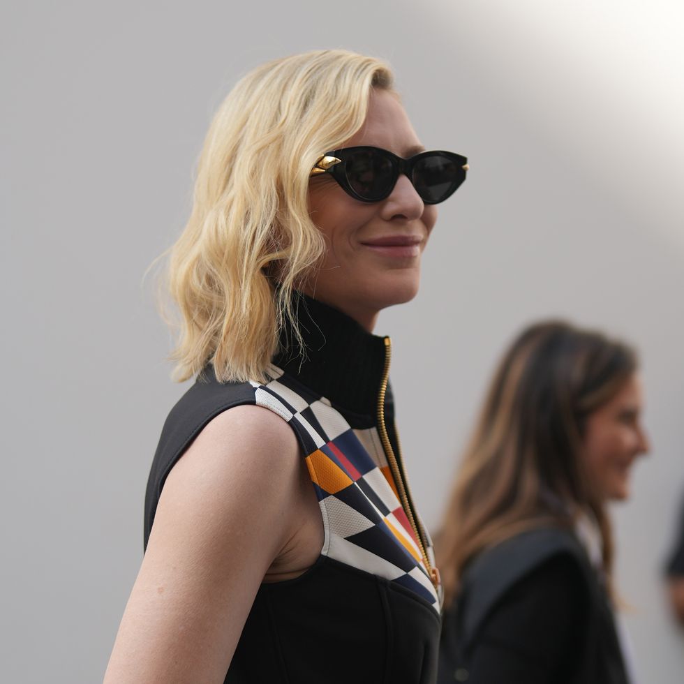 paris, france october 02 cate blanchett is seen, outside louis vuitton, during the womenswear springsummer 2024 as part of paris fashion week on october 02, 2023 in paris, france photo by edward berthelotgetty images