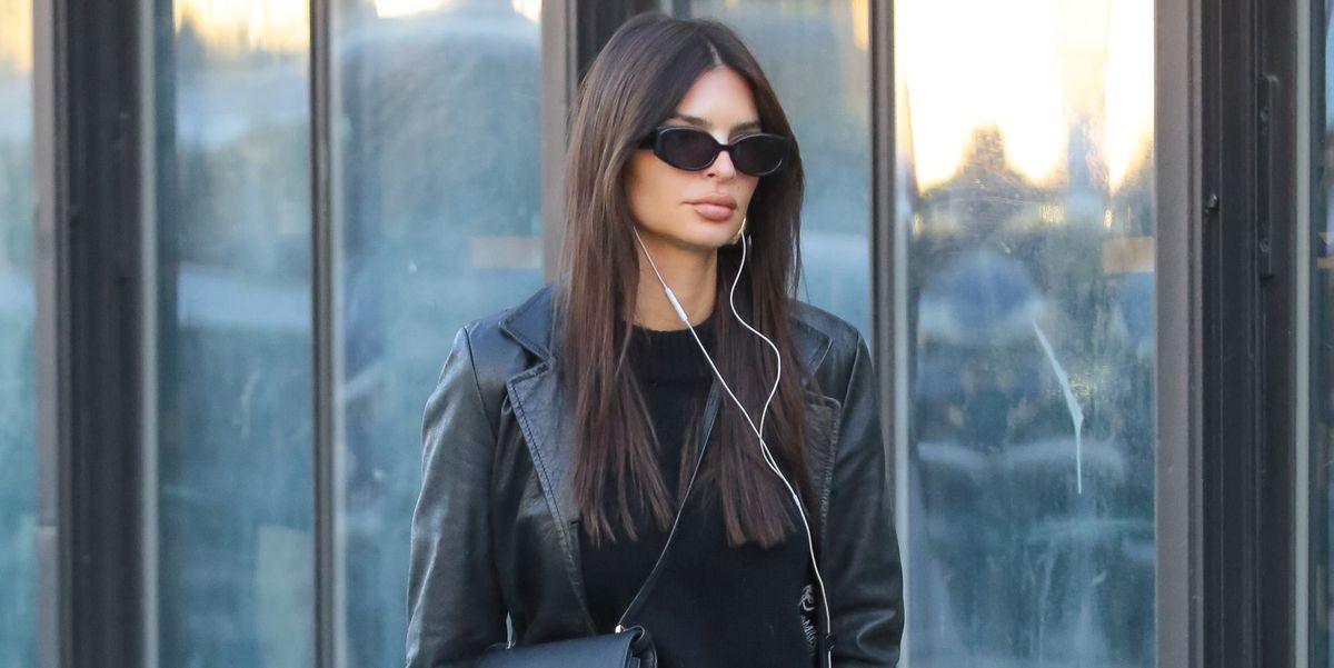 See Emily Ratajkowski Layer a Leather Trench Coat Over Fall Staples