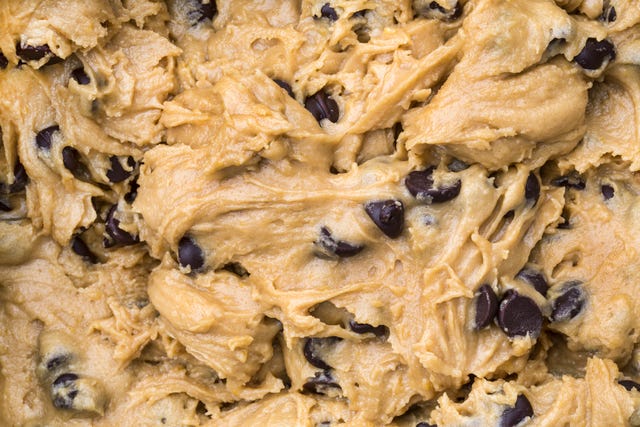 close up image of raw cookie dough