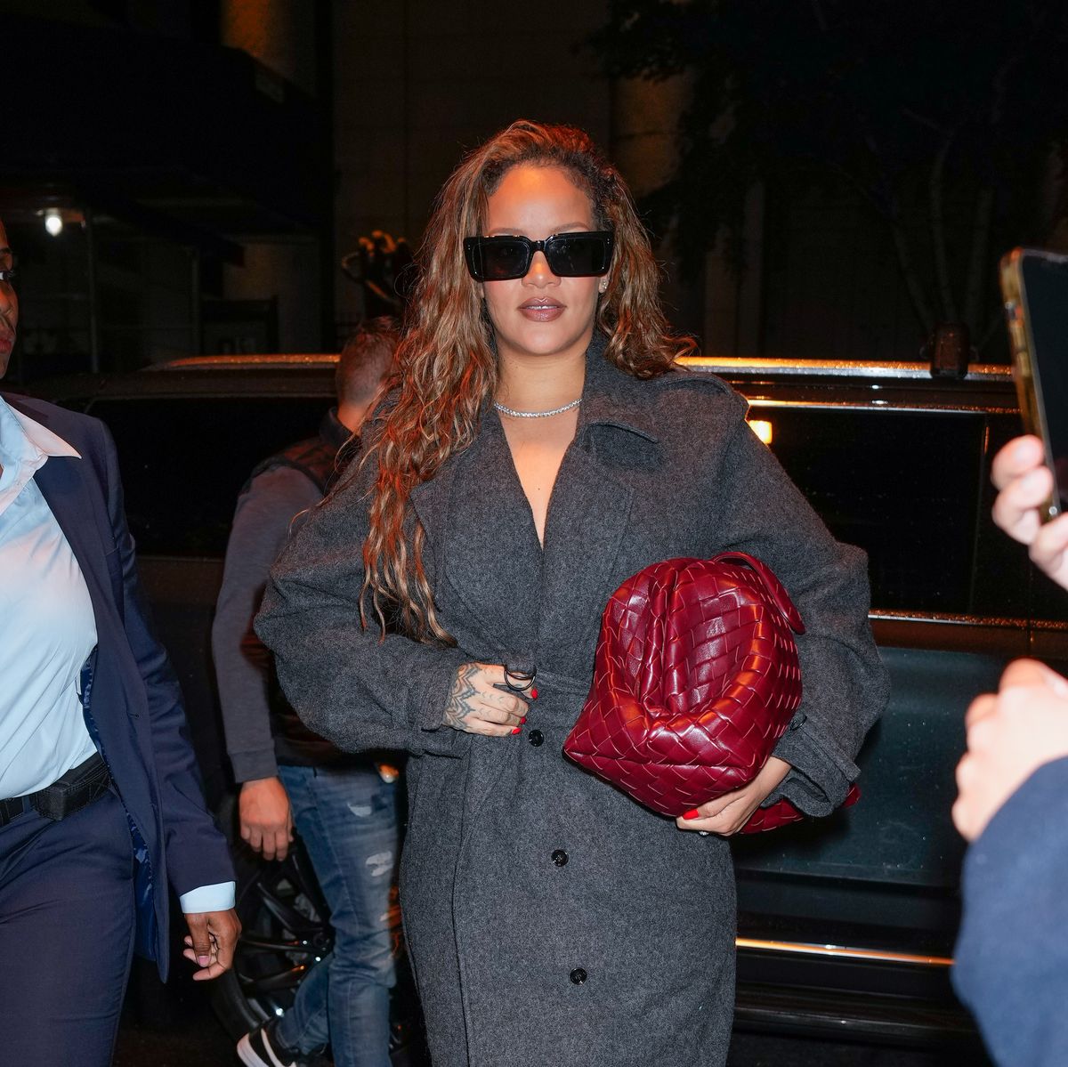 Rihanna Styled the Perfect Fall Coat With an Unexpected Pop of Color