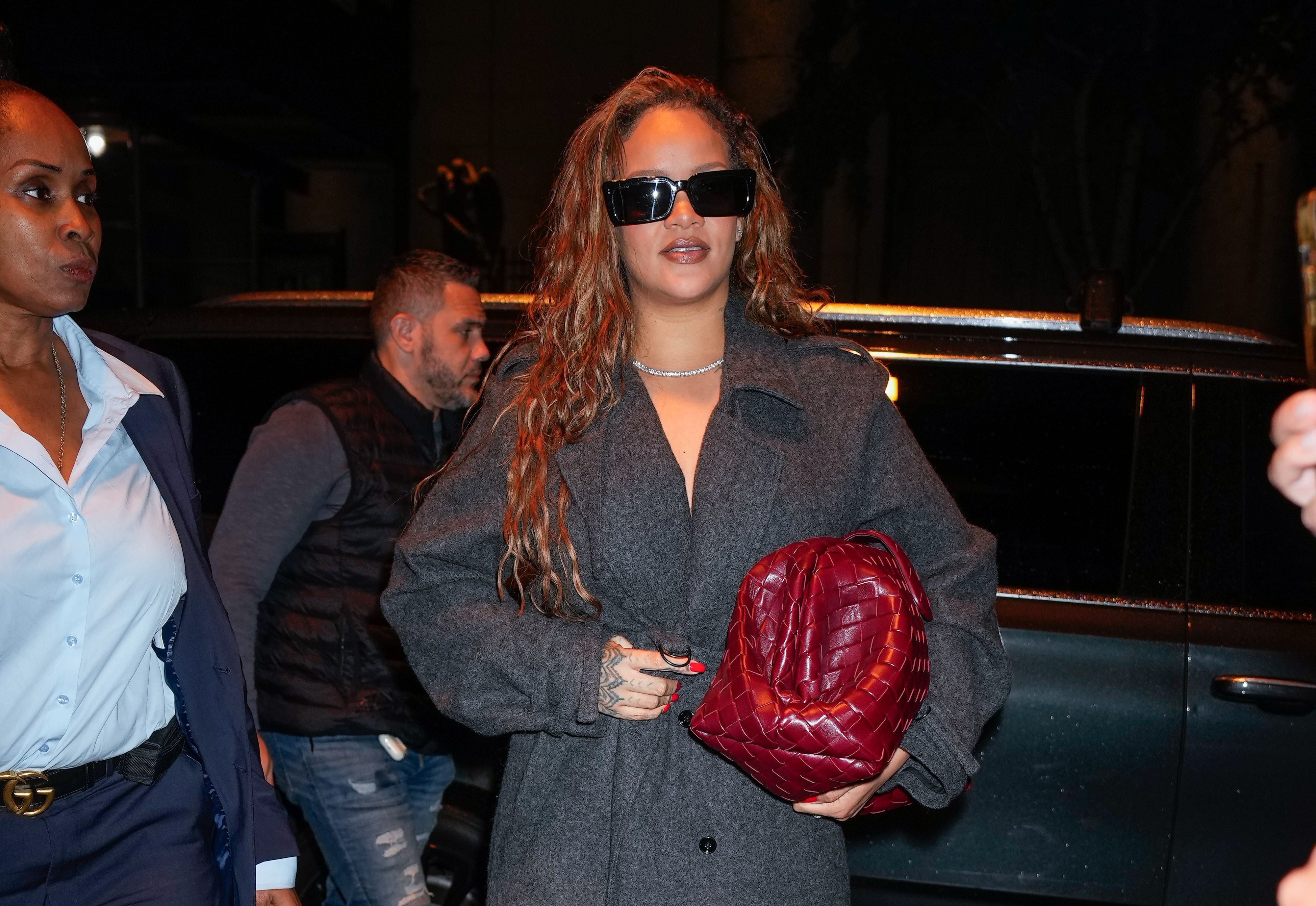 Rihanna Accessorizes Her Cozy Fall Look With New Honey-Blonde Hair