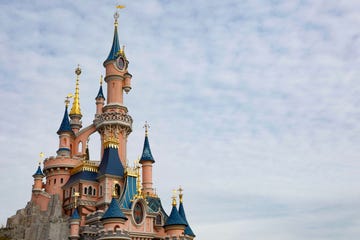 this photograph taken on october 16, 2023, shows the sleeping beauty inspired castle in in disneyland park, in disneyland paris, in marne la vallee, east of paris the walt disney company celebrates its 100th anniversary on october 16, marking the occasion with the release of a short film featuring more than 500 characters from 85 films disneyland paris marked that anniversary with a parade showcasing a hundred of disneys characters photo by ian langsdon  afp photo by ian langsdonafp via getty images