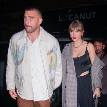 new york, new york october 15 travis kelce and taylor swift arrive at snl afterparty on october 15, 2023 in new york city photo by gothamgc images