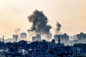 topshot a picture taken from the southern israeli city of sderot on october 25, 2023, shows smoke ascending over the northern gaza strip following an israeli strike, amid the ongoing battles between israel and the palestinian group hamas photo by ronaldo schemidt afp photo by ronaldo schemidtafp via getty images