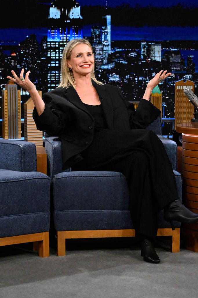 the tonight show starring jimmy fallon episode 1861 pictured actress cameron diaz during an interview on wednesday, october 25, 2023 photo by todd owyoungnbc via getty images