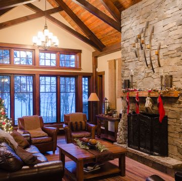 luxurious cottage decorated for the christmas season