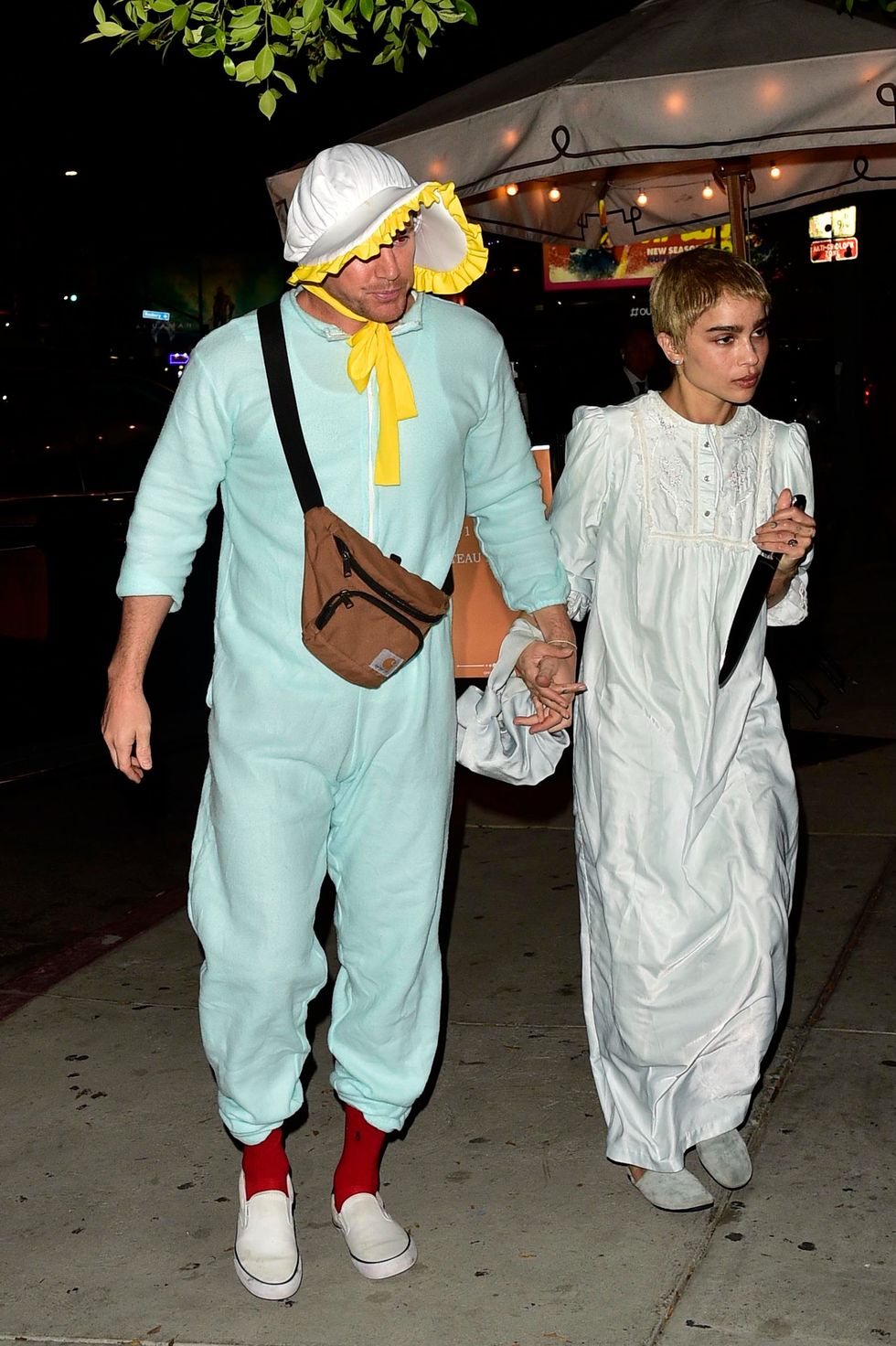 los angeles, ca october 28 channing tatum and zoë kravitz are seen arriving at kendall jenners halloween party on october 28, 2023 in los angeles, california photo by megagc images