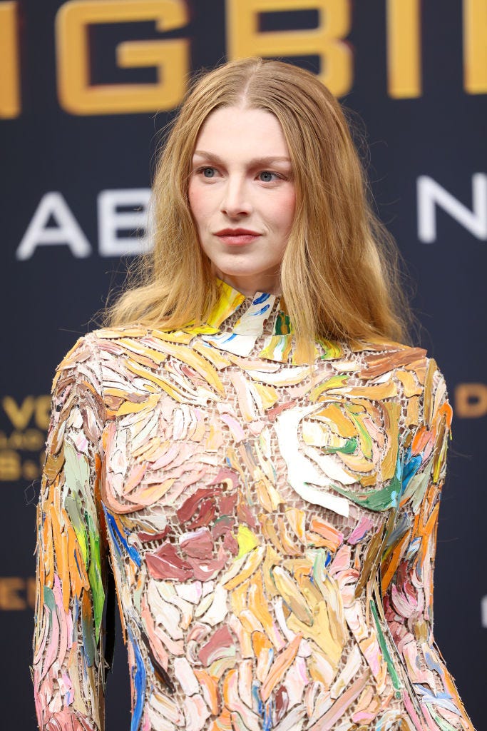 Hunter Schaefer attends the Berlin premiere of 'Die Tribute von Panem' at Zoopalast in Berlin, Germany on November 5, 2023. Photo by Gerald Mazzucagetti Images