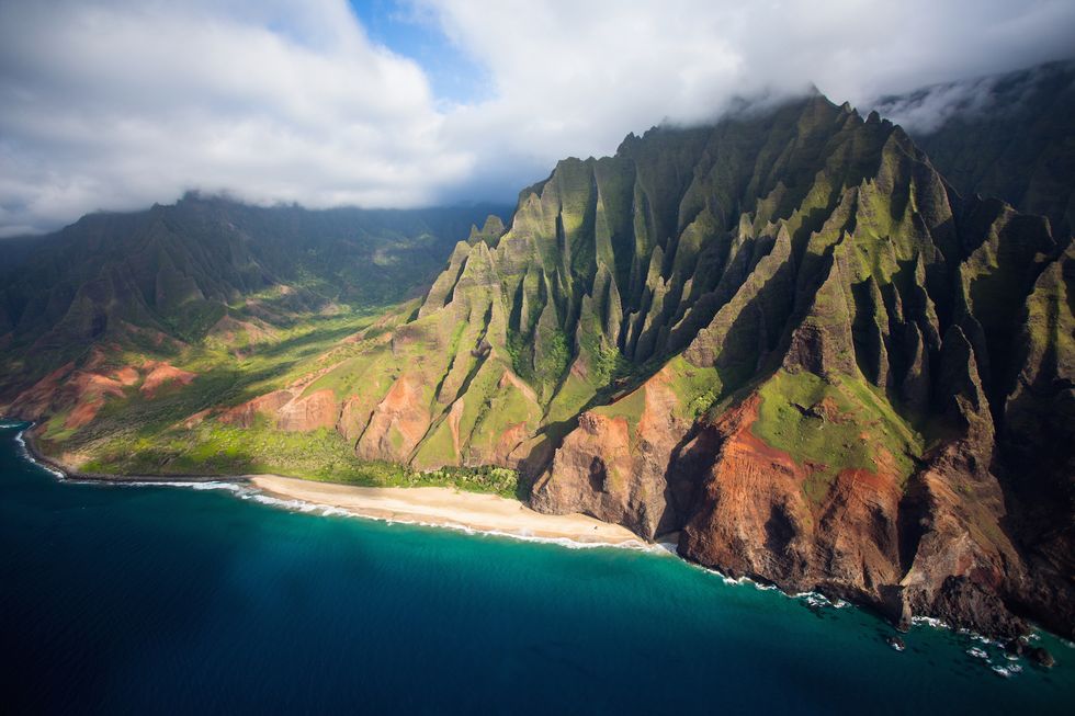 scenic views of kauai from above the napali coastline is the most iconic and remonte destination on kauai