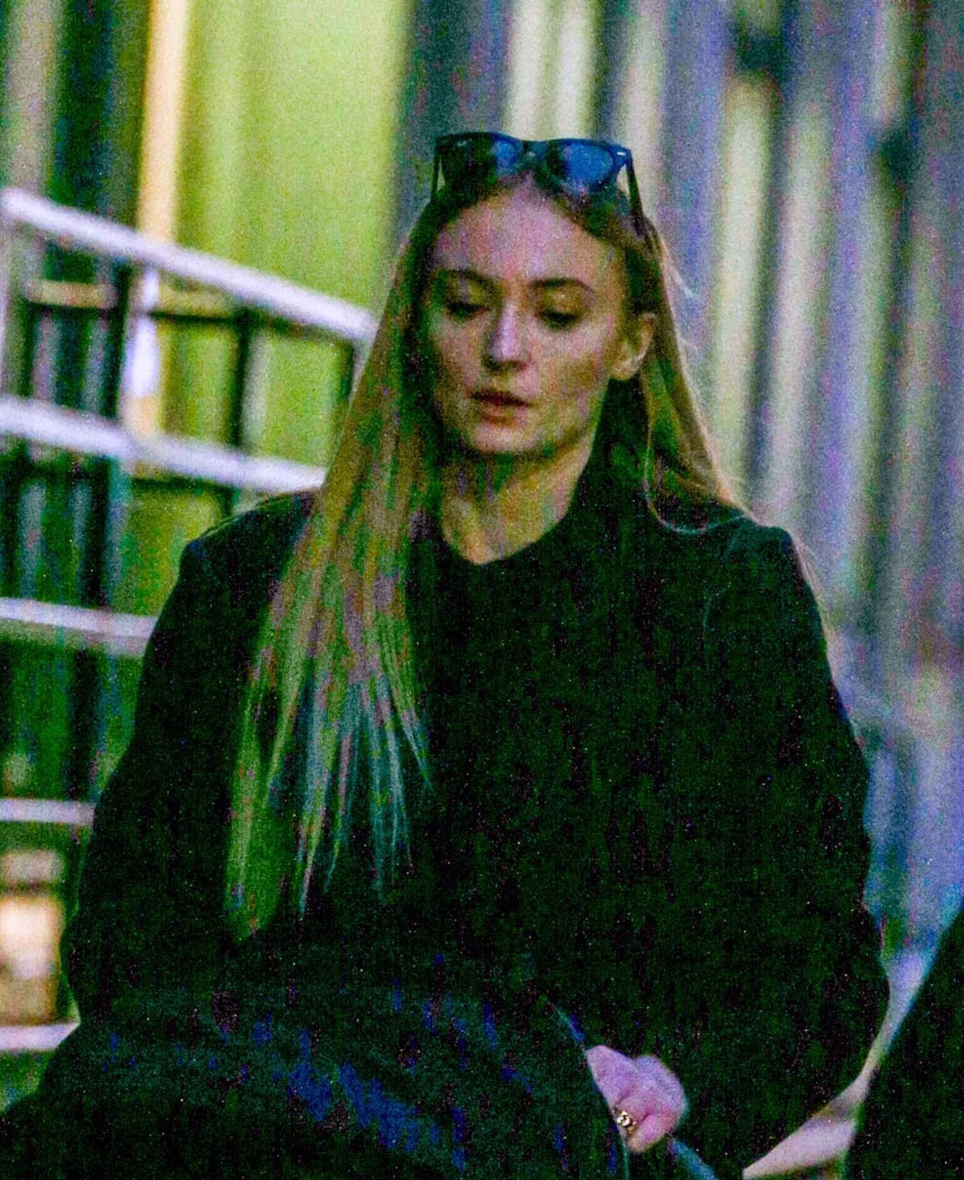 sophie turner looks amazing in a skintight black top and flared leggings  while stepping out in miami, florida-240722_1