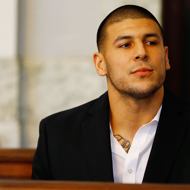 Aaron Hernandez sits in the courtroom of the Attleboro District Court during his hearing on August 22, 2013 in North Attleboro, Massachusetts