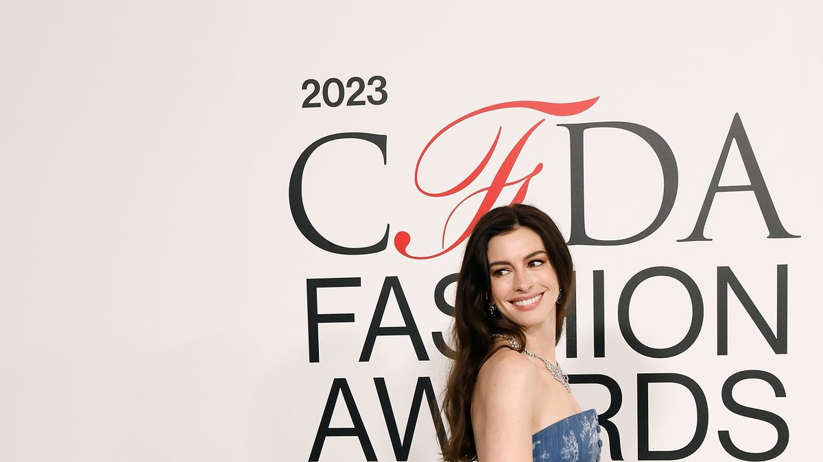 Anne Hathaway Dresses Up Denim with Diamonds at the CFDAs