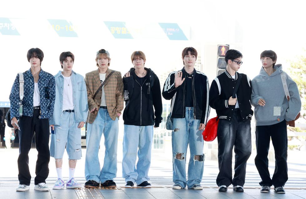 incheon, south korea south korean boy group riize is seen leaving incheon international airport for the sm town live 2023 concert on september 22nd, 2023 in incheon, south korea photo by the chosunilbo jnsimazins via getty images